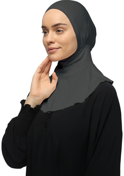 Kadın Tesettür Pratik Boyunluklu Hijab - Sporcu Bone - Füme fiyatları