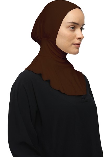 Kadın Tesettür Pratik Boyunluklu Hijab - Sporcu Bone - Çikolata modelleri