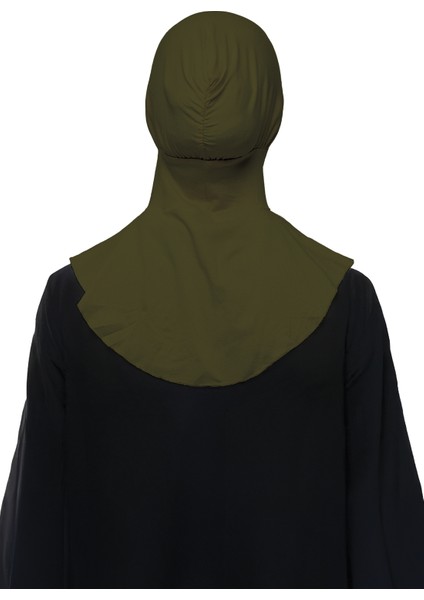 Kadın Tesettür Pratik Boyunluklu Hijab - Sporcu Bone - Haki