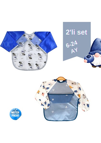 Su Geçirmez Kollu Mama Önlüğü – Eğlenceli Desenli, 6-24 Ay-2'liset