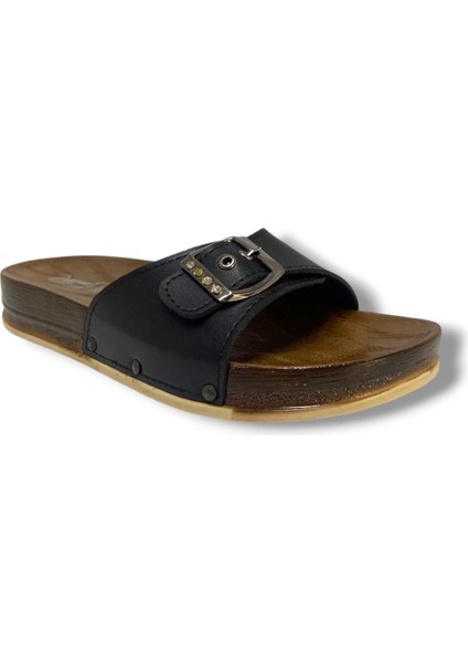 21501-25 Deri Anatomik Tek Bant Kadın Terlik