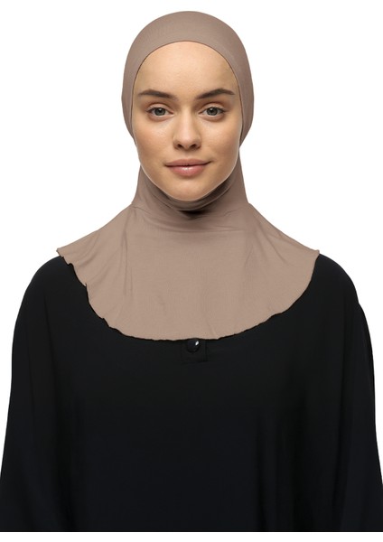 Kadın Tesettür Pratik Boyunluklu Hijab - Sporcu Bone - Toprak