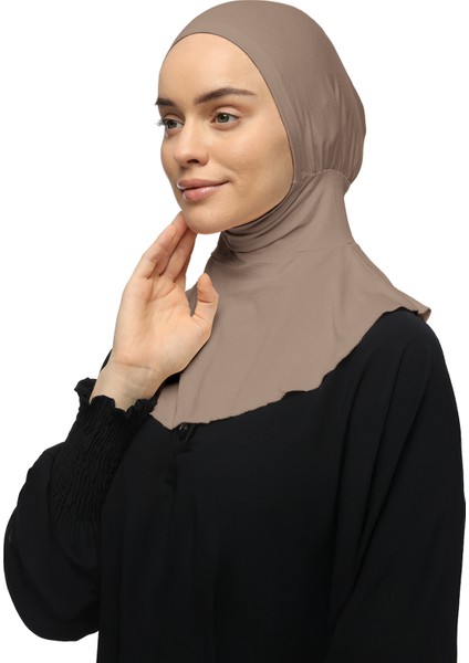 Kadın Tesettür Pratik Boyunluklu Hijab - Sporcu Bone - Toprak fiyatları