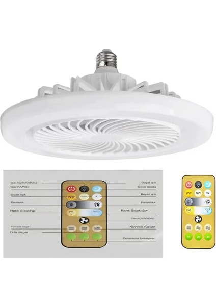 42W Fanlı Kumandalı LED Ampul Vantilatör