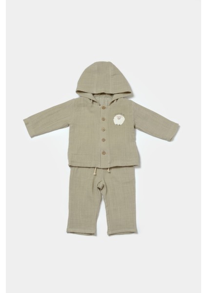Bebek Kapüşonlu Ceket ve Pantolon Takımı, %100 Pamuk, Bebek ve Yenidoğan Serisi - CSYM7034