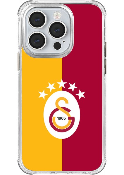iPhone 14 Pro Uyumlu Galatasaray 5 Yıldız Parçalı Bayrak Lisanslı Telefon Kılıfı
