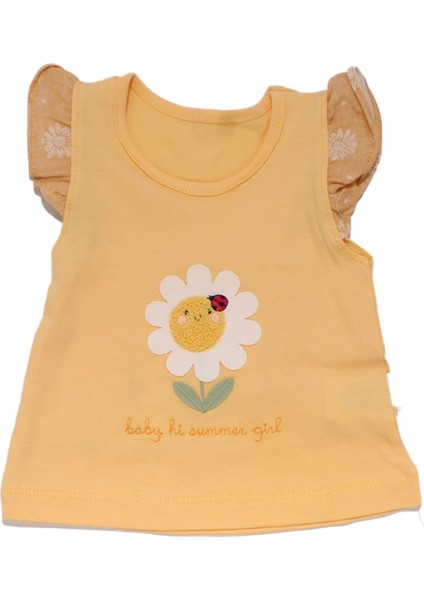 Kız Bebek Sarı Beyaz Papatya Desenli Şortlu 2'li Takım - 1015980