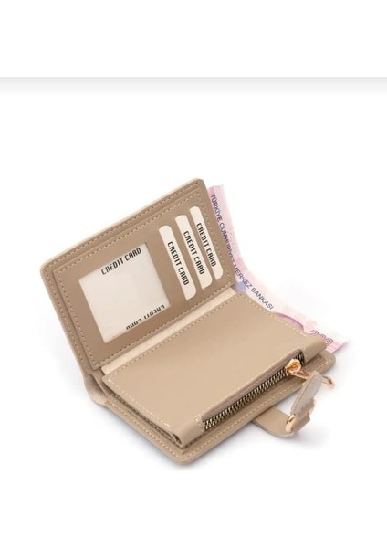 Suni Deri Kapaklı Çok Bölmeli Kartlıklı Fermuarlı Ayrı Cepli Cüzdan