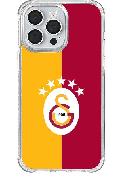 iPhone 15 Pro Max Uyumlu Galatasaray 5 Yıldız Parçalı Bayrak Lisanslı Telefon Kılıfı