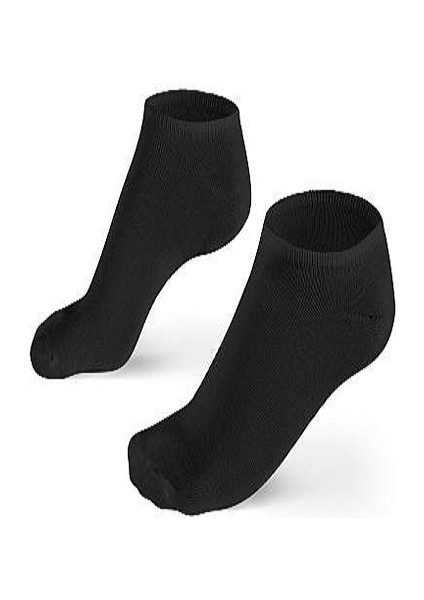 Pamuklu Unisex Görünmez Sneakers 8 Çift Siyah Çorap