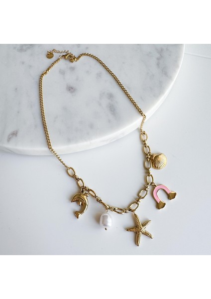 Çelik Pembe Deniz Charm Kolye fiyatları