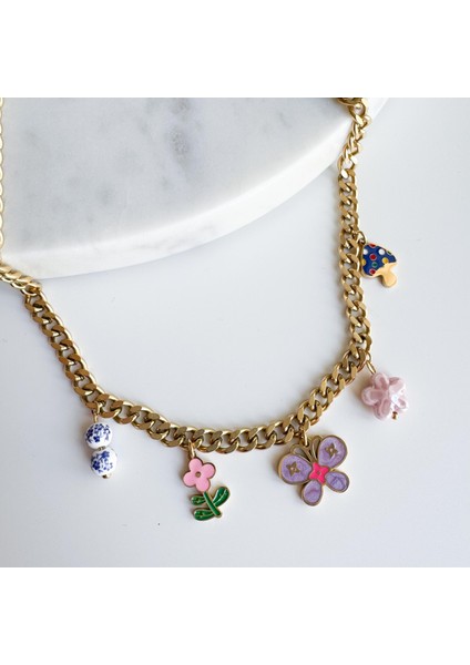 Çelik Flowers Charm Kolye fiyatları