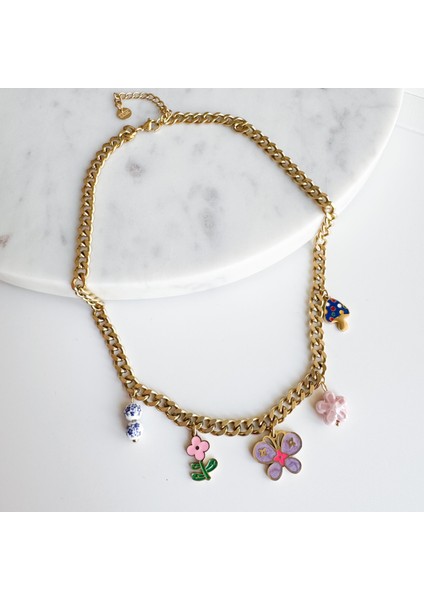 Çelik Flowers Charm Kolye modelleri