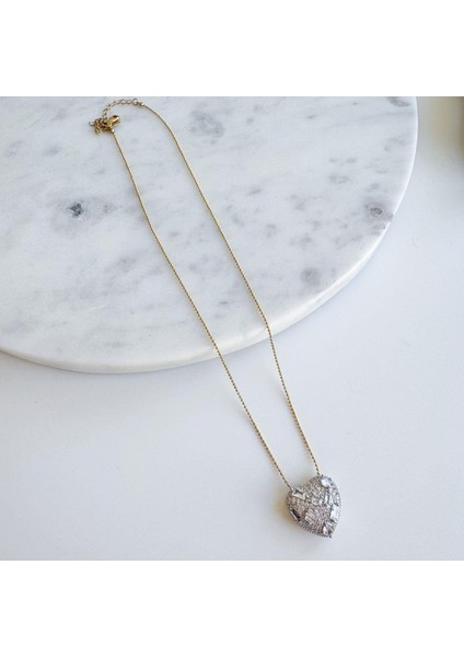 Çelik Taşlı Kalp Kolye fiyatları