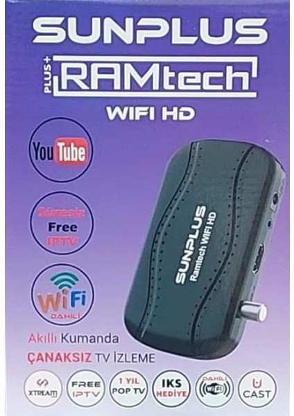 Sunplus Ramtech Dahili Wifi Hd Full Hd Uydu Alıcısı Çanaklı-Çanaksız Akıllı Kumanda 111073