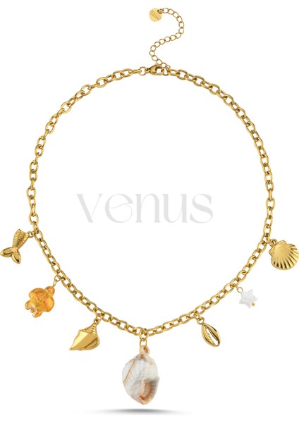 Çelik Deniz Kabuklu Charm Kolye