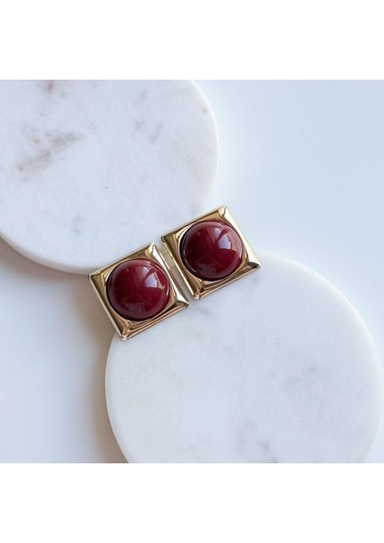 Çelik Kare Bordo Küpe fiyatları