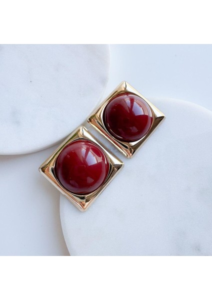 Çelik Kare Bordo Küpe modelleri