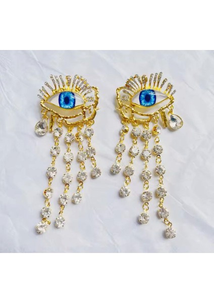 Çelik Tasarım Taşlı Göz Küpe modelleri