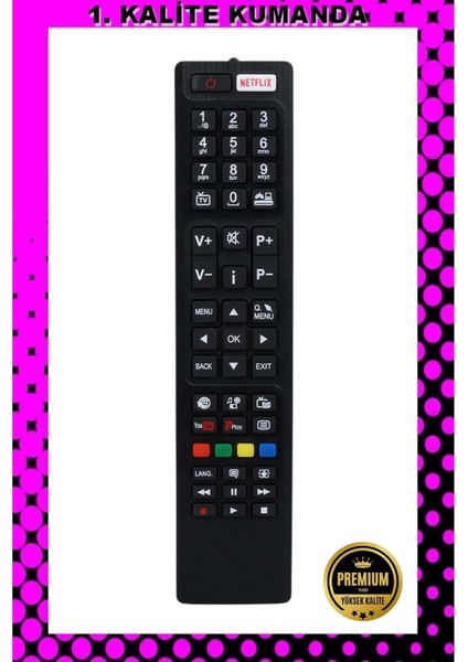 1.kalite Kumanda --Maza-Mapp 1266 Vestel Nexflıx LCD LED Tv Kumandası 125053 Ed3