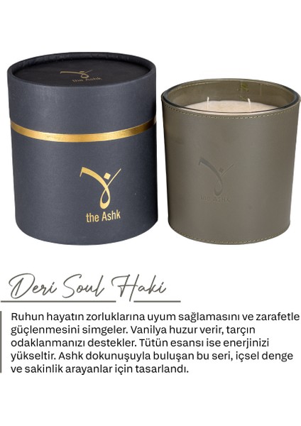 Deri Soul Haki Yesili Bitkisel Mum 1000GR Vanilya, Tütün & Tarçın fiyatları