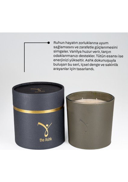 Deri Soul Haki Yesili Bitkisel Mum 1000GR Vanilya, Tütün & Tarçın fırsatları