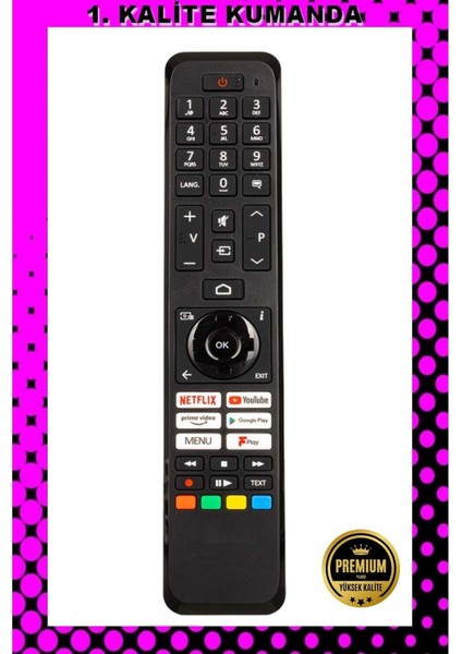 Kumanda --Maza-Mapp 1210A Vestel 1796 Netflix LCD LED Tv Kumandası 125067 ED18