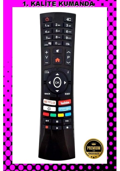 Kumanda --Maza-Mapp 1181 Vestel 4K Smart Netflix Prime Video Youtube Fonksiyonlu LCD LED Tv Kumandası 125063 ED14