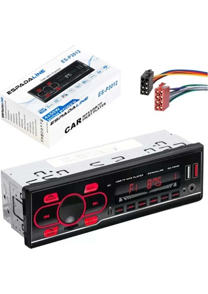 Espadaline Oto Teyp 4X50 Watt Bluetooth Dual USB Aux 7 Renk Ekran ES-P3012 751023