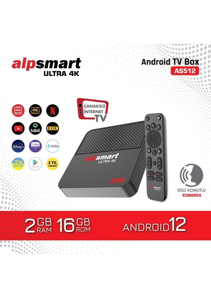 Alpsmart AS512 Android 2 GB Ram 16 GB Hafıza Sesli Komutlu Akılı Kumanda 114046