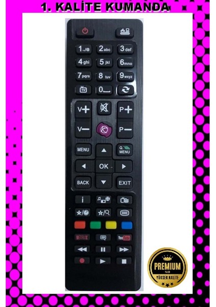 Kumanda -- Maza-Mapp 1204 Vestel-Regal-Youtube ve Netflix Tuşlu LCD LED Tv Kumandası 125003 Ed1