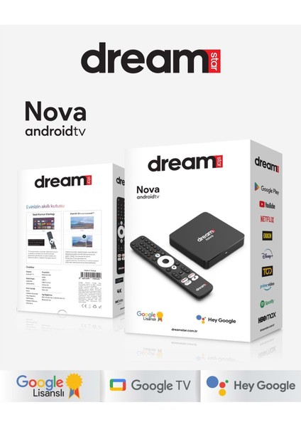 Dreamstar Nova 4K AMLOGIC-S905Y4 Android 12 2 GB Ddr4 Ram 32 GB Google Lisanslı Android Tv Box 114052