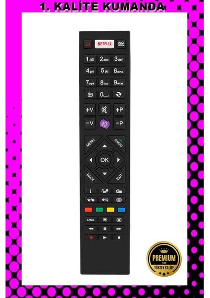 Kumanda --Maza-Mapp 1220 Vestel T1640 Netflix LCD LED Tv Kumandası 125066 ED17