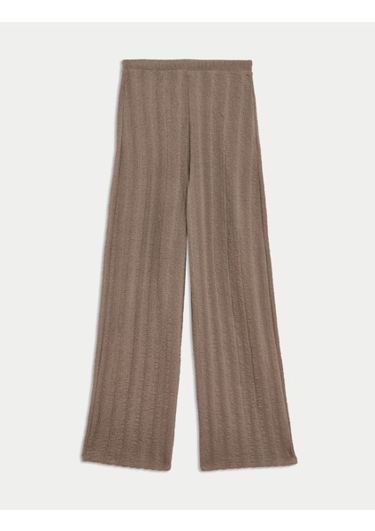 Dokulu Elastik Bel Wide Leg Pantolon fırsatları