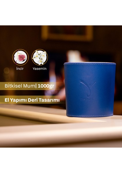 Deri Su Parliament Mavi Bitkisel Mum 1000GR Incir & Yasemin