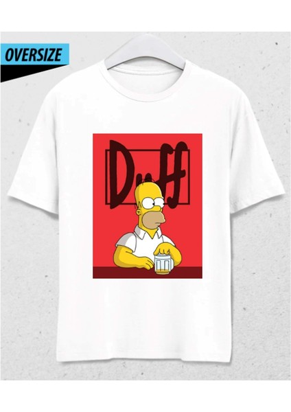 Homer Duff Oversize T-Shirt Beyaz