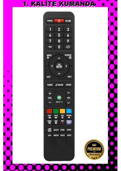Kumanda --Maza-Mapp 1257 Onvo Beinsport Lu Smart Özellikli LCD LED Tv Kumandası 125038 EB18