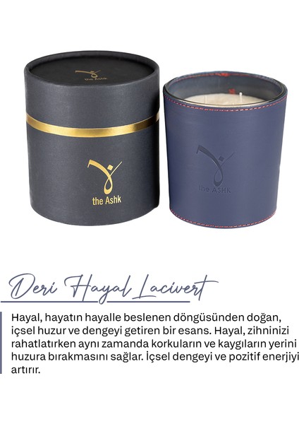 Deri Hayal Lacivert Bitkisel Mum 1000GR Sandal Ağacı, Amber & Karabiber fiyatları