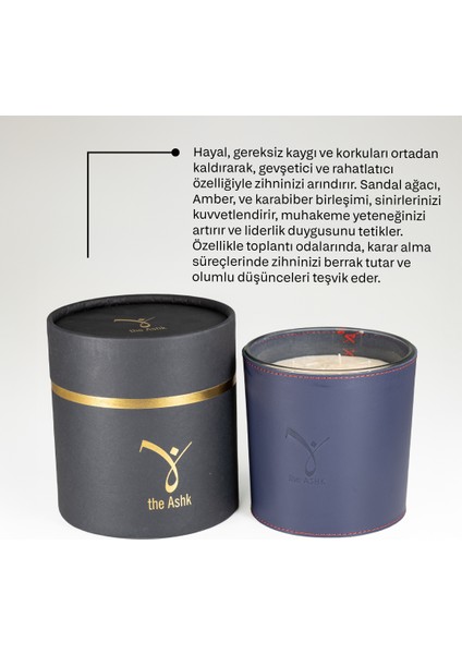 Deri Hayal Lacivert Bitkisel Mum 1000GR Sandal Ağacı, Amber & Karabiber fırsatları