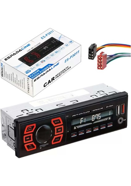 Espadaline Oto Teyp 4X50 Watt Bluetooth Dual USB Aux 7 Renk Ekran ES-P3011 751022