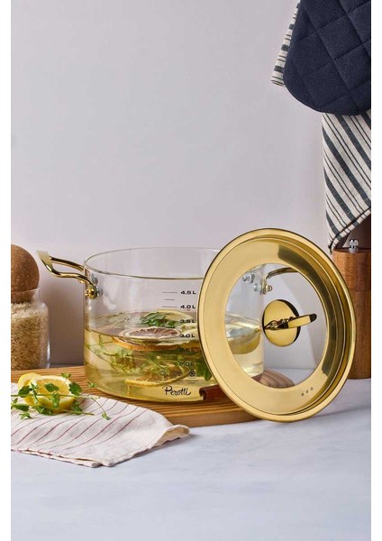 Logan Gold Kapaklı 4,5 L Cam Tencere 20X17 cm PER17641 fiyatları