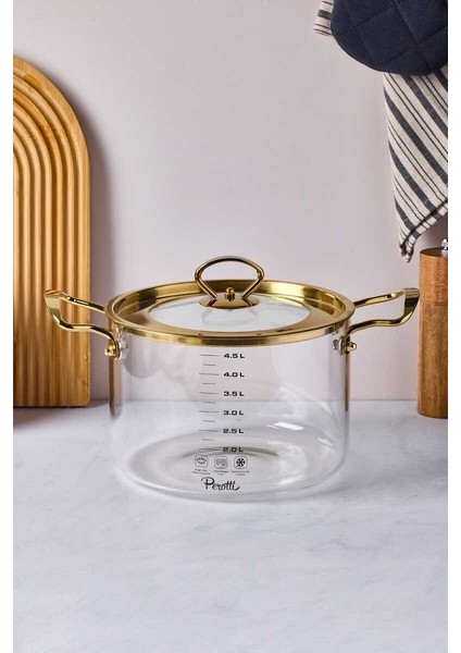 Logan Gold Kapaklı 4,5 L Cam Tencere 20X17 cm PER17641 fırsatları