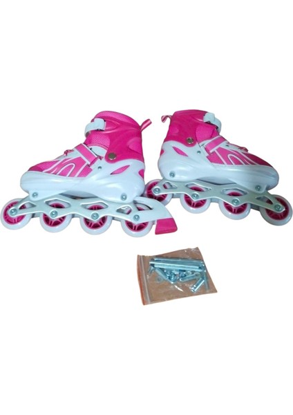 Konsep Can Sport Pembe Işıklı Ayarlanabilir Alıştırma Pateni ve Koruma Seti 38-41