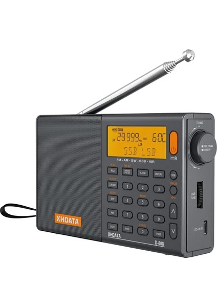 D-808 Taşınabilir Dijital Radyo Fm Stereo/sw/mw/lw Ssb Rds Hava Bandı LCD Ekranlı