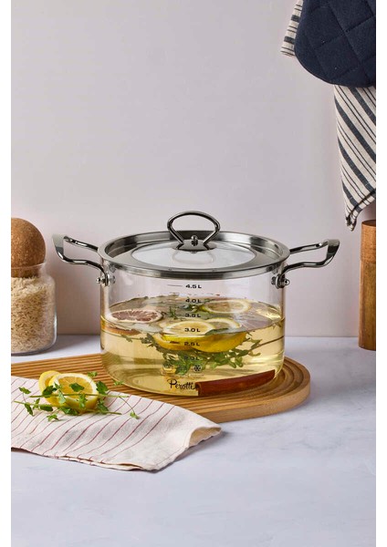 Logan Silver Kapaklı 4,5 L Cam Tencere 20X17 cm PER17646