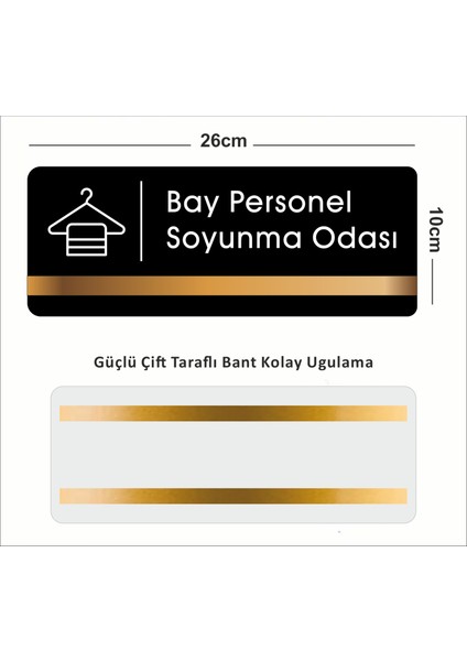 Ofis Departman Kapı Isimliği, Yönlendirme Levhası - Bay Personel Soyunma Odası - 26X10CM Antrasit - Bronz fiyatları