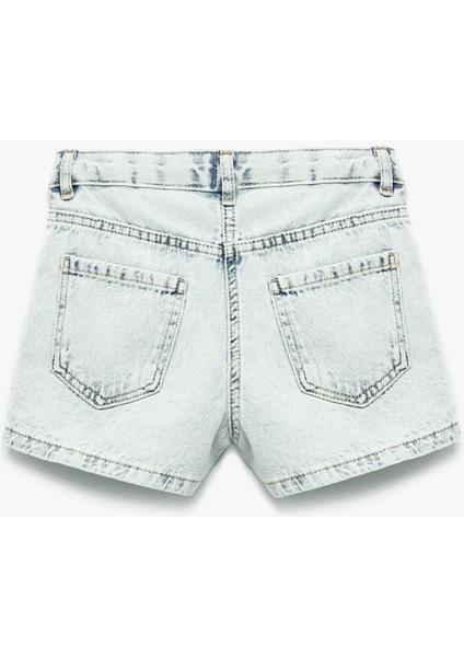 Pamuklu Düğmeli Cepli Denim Şort Etek
