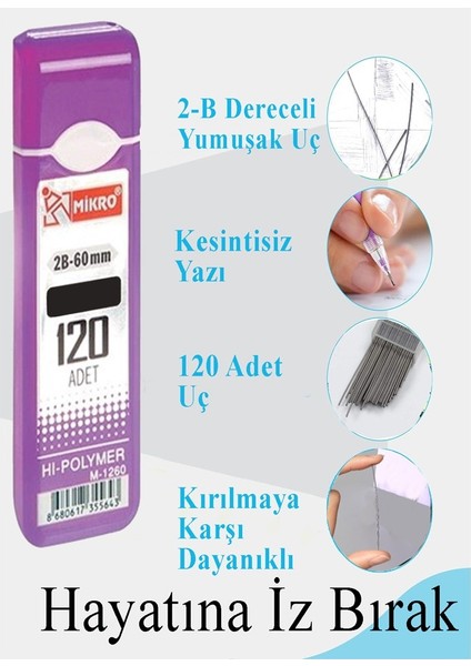 Kalem Ucu 120 Li 0.5 mm 2b 1 Adet Çoklu Versatil Kalem Uç Mekanik Uçlu Otomatik Kurşun Mikro Kalem Ucu 60 mm Yumuşak