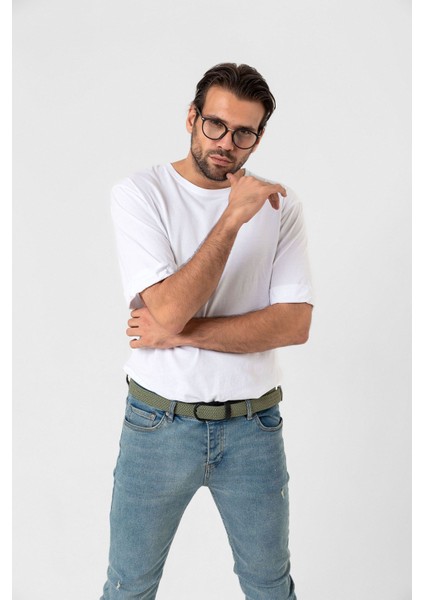 Muhteşem 4'lü Elastik Örgü Unisex Kemer Siyah, Lacivert, Haki ve Kahverengi