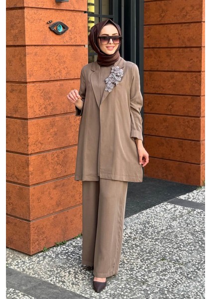 Nurcan Çetin Pantolonlu Takım 25600 Kahve